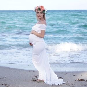 Long white maternity dress